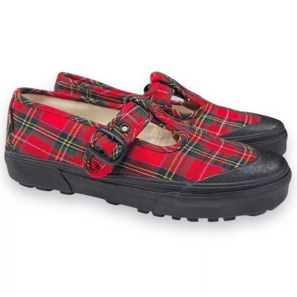 Vans Red Plaid Sneakers with Buckle